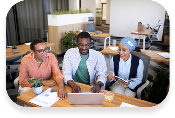 Team collaborating at desk